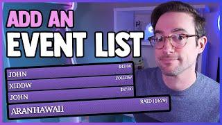 Add an Event List to your Stream  FULL Tutorial
