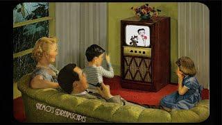 1949 watching TV with your Nuclear Family - Oldies playing in another room and its raining  ASMR