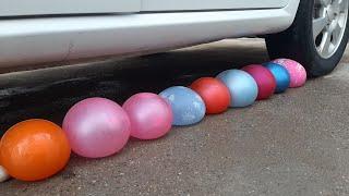 Experiment Car vs Water Balloons  Crushing crunchy & soft things by car  Cocome experiment