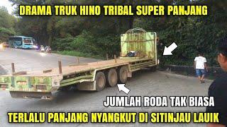 Viral  Truk Hino Tribal Super Panjang Nyangkut di Sitinjau Lauik