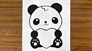 How to draw a cute panda  Easy drawings step by step   Drawing ideas pencil easy  Simple drawing