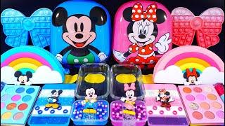 Blue Mickey Mouse VS Pink Minnie Mouse Slime. Mixing Makeup into clear slime ASMR #슬라임 297