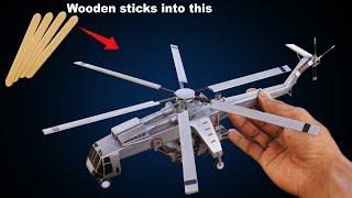 Insane Build CH-54 Tarhe helicopter model out of wooden sticks