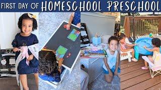 FIRST DAY OF PRESCHOOL  HOMESCHOOL  PLAYING PRESCHOOL