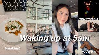 5am morning routine ️ ‍️ *productive* early workout cooking doing my skincare & makeup