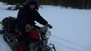Самодельный снегоход из мотоцикла Тула.