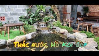 Beautiful koi pond. Cách làm thác nước đẹp Hồ cá Koi đẹp nhất. Hồ cá Koi mini đẹp.  Lh 0935227999