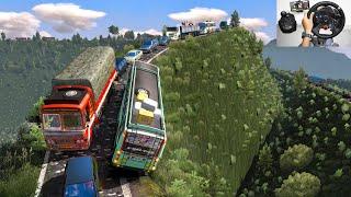 SETC Maruti Bus Unbelievable driving on Dangerous road  Wrong side  Euro truck simulator 2 Bus mod