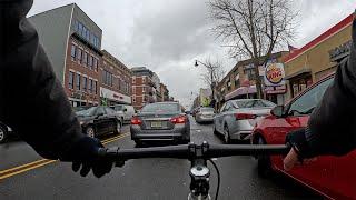 Indo no banco depositar dinheiro de bicicleta durante tempestade de neve em Jersey City Bike Vlog