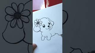 HOW TO DRAW A DOG EASY - Cute Dog Drawing EASY