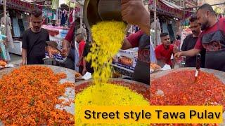 Master of making Street style Tawa Pulav    Bulk making of Tawa Pulao in Mumbai 