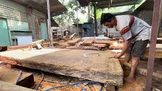 Huge wood processing factory skills to cut wood into large wooden panels 2m3.5m