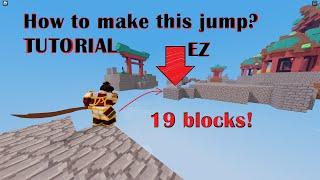 Tutorial on how to jump 21 blocks with yuzi kit  Roblox Bedwars never use this in a real game