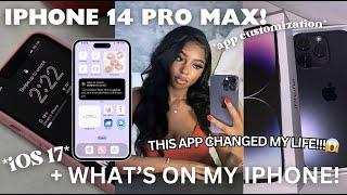 WHATS ON MY IPHONE 14 PRO MAX iOS 17 pink aesthetic app customization + NEW features