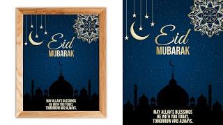 How to make Eid Mubarak Poster Design in Adobe Illustrator  Urdu  Hindi 