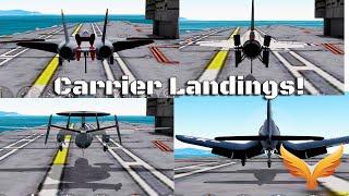 GeoFS Flight Sim Naval Ops Arrested landings of all aircraft with hook
