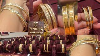 Tanishq gold bangels designs with weight and price  Rodiam polish bangel  light weight gold bangel
