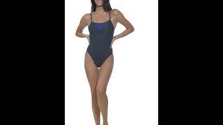 Adidas Womens Solid Stripes Vortex Back One Piece Swimsuit  SwimOutlet.com