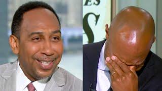 Stephen A Smith Cant Stop Laughing at Anthony Davis Leaving in a Wheelchair First Take NBA Lakers