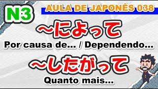 Aula de Japonês N3 - 038 - ～によって　　～したがって - Gramática - Live