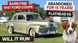 Barn Find 1947 Ford Coupe Flathead V8 Engine Abandoned for 15 Years Will It Run?? Stuck Valves