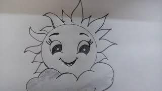 HOW TO DRAW THE SUN EMERGING FROM THE CLOUDS AND LOOKING UP BEAUTIFULLYEASY DRAWING@TamilNewArt