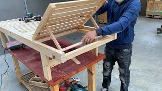 Smart woodworking project idea  Build An Adjustable Smart Wooden Bed On The Beach Sun Lounger