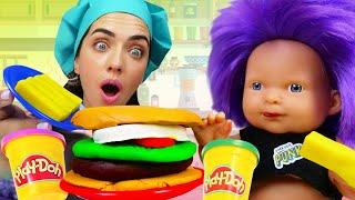 Видео для детей про Беби Бон. Готовлю игрушкам обед с Play Doh Лепка из пластилина Плей До детям