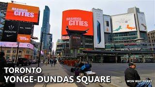 4K  Toronto Walk - Yonge - Dundas Square Downtown Toronto Canada Walking Tour  Eaton Centre