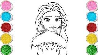 Cute Elsa Frozen Drawing Coloring and painting for kids and toddlers