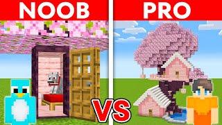 NOOB vs PRO CHERRY BLOSSOM TREE HOUSE Build Challenge in Minecraft