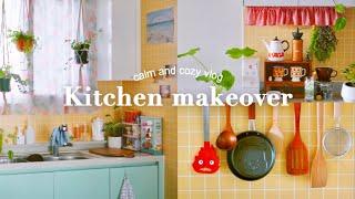 kitchen makeover｜self interior Small & Cozy Kitchen Tour korea｜ painting vintage plant ghibli