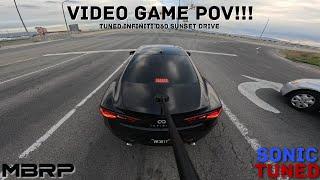 Tuned Infiniti Q60 3rd Person Sunset POV  BURBLE MAP AND MULTIPLE PULLS