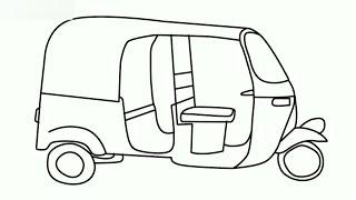 КАК РИСОВАТЬ РИКШУ ТАКСИ ПОЭТАПНО  УРОК РИСОВАНИЯ ДЛЯ ДЕТЕЙ  How to Draw Auto Rickshaw for Kids