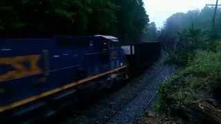 CSX Empty Coal Climbs Afton Mountain at Dusk in the Rain