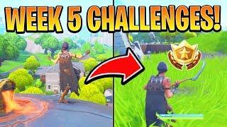 Fortnite WEEK 5 CHALLENGES GUIDE - Giant Rock Man Star & Secret Star Battle Royale Season 7