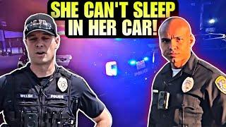 ID REFUSAL  KNOW YOUR RIGHTS  THESE COPS MESS WITH A WOMAN SLEEPING IN HER CAR