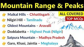 Mountain Ranges In India  Highest Peaks In India  Full Video  Geography MCQs Questions & Answers