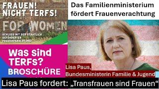 FRAUEN VERACHTUNG staatlich gefördert TERF Broschüre Irrsinn per Gesetz