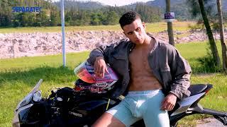 Revving Up Style Separatec Underwear Photoshoot with a Black Motorcycle