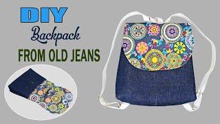 DIY Make your own backpack from old jeans for beginners