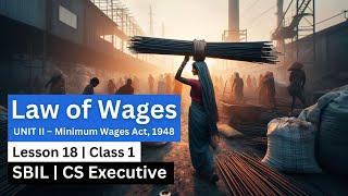 Chapter 18  Minimum wages Act - UNIT II  Class 1 CS Executive  CS Exam Squad