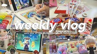 weekly vlog  stationerypal haul going out playing genshin impact drawing