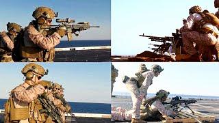 U.S. Marines Fire M240B Machine Guns on USS New York LPD 21