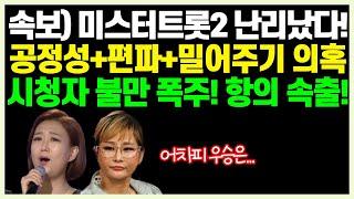 속보 미스터트롯2 공정성 편파 문제에 역대 최저시청률 시청자들의 외면 시작되다. 도넘은 참가자 밀어주기 의혹