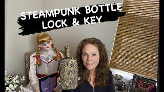 DIY Steampunk Altered Bottle Mixed Media Mechanical Lock & Key