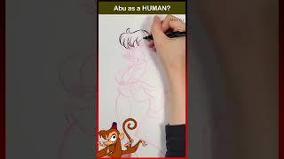 Disney Sidekicks as Human Abu from Aladdin #shorts #artshorts #aladdin #drawingshorts #meiyu