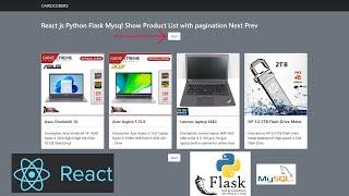 React js Python Flask Mysql Show Product List with pagination Next Prev