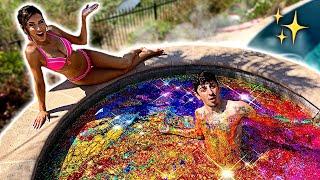 I Filled My Hot Tub With GLITTER - Experiment ft. Molly Eskam