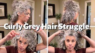 On the Struggle Bus with my CURLY GREY HAIR  Frizz Corkscrew Curls Grey Pattern